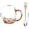 evecase daisy Flower Glass Mugs Tea Cup with Steel Spoon,Tea Lovers Gifts for Women,Wife,Mom,Female,Friends,Birthday,Mothers Day, valentines day,Christmas