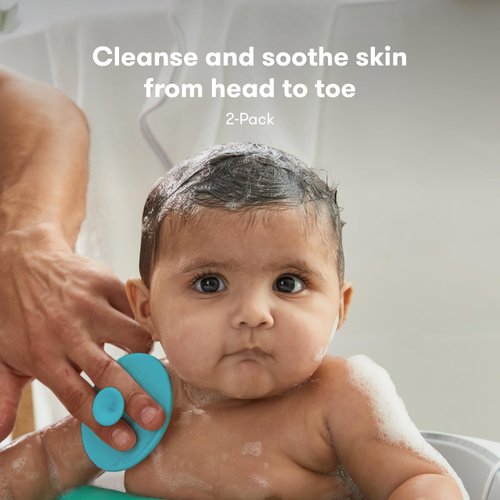 Frida Baby DermaFrida The SkinSoother Baby Bath Brush | Cradle Cap Brush for Babies, Baby Essential for Dry Skin, Cradle Cap Treatment and Eczema | 2 Pack