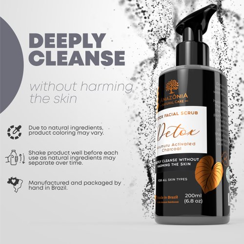 All Natural Exfoliating Face Wash for Women & Men Pack of 2 Detox Facial Scrub - Face Scrub Activated Charcoal Detox Facial Wash