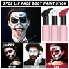 QIUFSSE 3PCS Red White and Black Face Paint Stick,Clown Makeup Kit,Professional Football Softball Baseball Eye Black Stick Cream Blendable Body Face Painting Kit for Adults and Kids