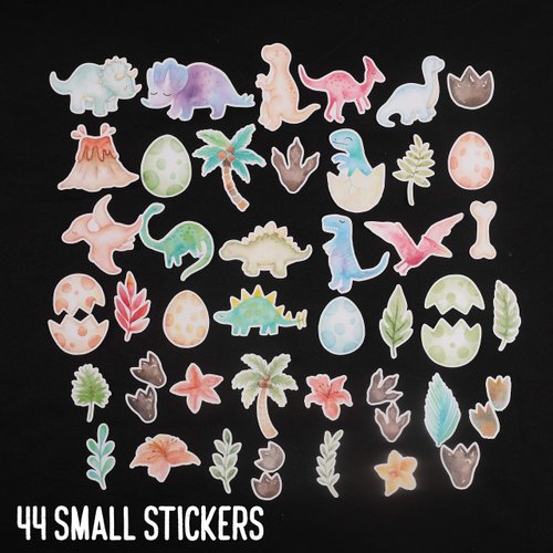 Navy Peony Fun Dinosaur Stickers for Kids (44 Pack) - Small, Cute, Waterproof and Durable | Assorted Animal Decals for Party Favors, Laptops, Water Bottles