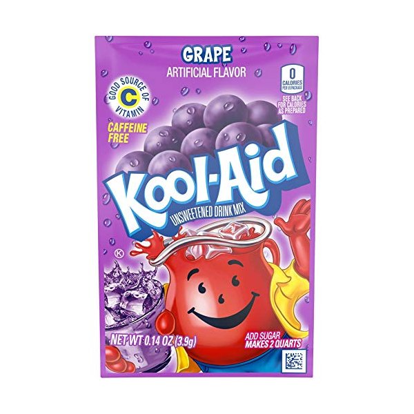Kool-Aid Soft Drink Mix Grape Unsweetened, Caffeine Free - 0.14 Oz, Pack of 15