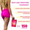 Booty Bites Creatine Monohydrate Gummies, 5g, Natural Supplement, Booty Lift, Post Workout Recovery, Muscle Builder, Boost Energy, Gluten Free, Cranberry Flavor (150)