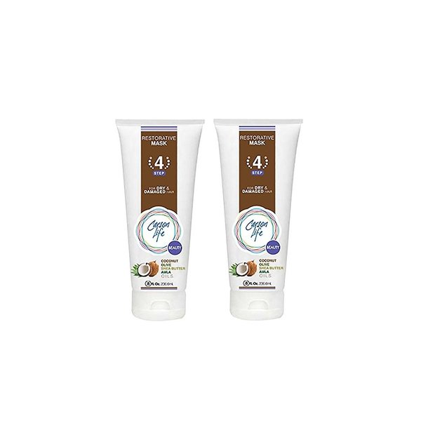 Carson Life Hair Restorative Mask - Repair Conditioner for Color Treated Hair - Controls Frizz - Sulfate and Paraben Free - Made with Coconut, Olive and Amla Oils (2 Pack)