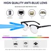 Kursan Blue Light Blocking Glasses for Women Men Semi-Rimless Frame Fake Nerd Eyeglasses (Bright Black Gold)