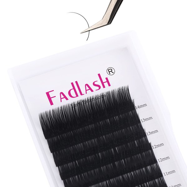 FADLASH Eyelash Extension Individual Lash Extensions Super Matte Classic Lashes CC Curl 0.18 Mixed Length 8-14mm Lash Supplies (0.18-CC, 8-14mm Mix Tray)