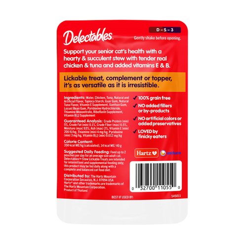 Hartz Delectables Stew Senior Lickable Wet Cat Treats, Multiple Flavors 1.4 Ounce (Pack of 12)