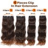 PURSHINE Clip in Hair Extensions 4PCS 22Inch Reddish Brown Long Wavy Curly Clip in Extensions for Women Invisible Seamless Natural Clip in Extensions Hairpieces