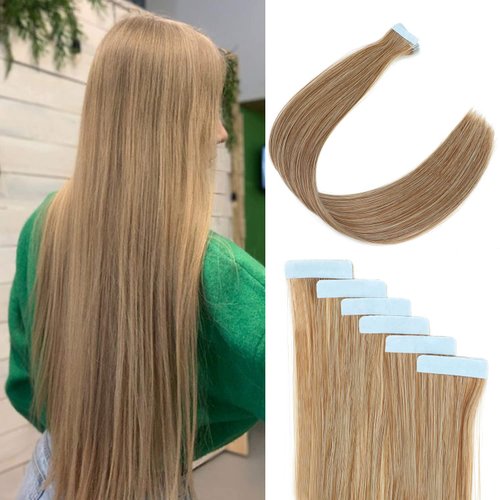 Tape in Hair Extensions 20 Inch Tape in Synthetic Hair Extensions 50 Gram Seamless Tape In Extension 20 Pcs Silky Straight Hair (#2,20 Inch Tape in Extension)
