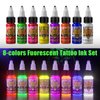 Fluorescent Tattoo Ink Set - Tattoo Inks Pigment Kit, 8 Color 1/2oz 15ml/Bottle Professional Tattoo Fluorescent Ink & Tattoo Equipment for Halloween Supplies