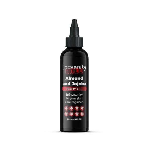 Locsanity Men's Body Oil, Jojoba Seed, Sweet Almond, Extra Virgin Olive, Coconut, Apricot Seed, Grapeseed, Marula, Aloe Vera 4oz
