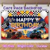 Lnkdeya Trucks Birthday Party Decorations - 144Pcs Trucks Theme Party Supplies Checked Balloon Garland Kit Truck Happy Birthday Banner Backdrop Tablecloth