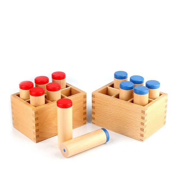 Yanhan Education Sound Cylinder Set Montessori Sensorial Material Sound Box Early Development Toy with Wooden Box