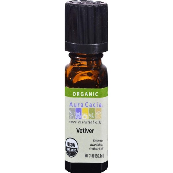 Aura Cacia Certified Organic Pure Vetiver Essential Oil, 0.25 fl. Oz