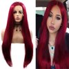 Red Wig for Women Long Burgundy Silky Straight Soft Heat Resistant Lace Front Wigs with Baby Hair Fashion Glueless Natural Hairline Synthetic Hair Wig Halloween Cosplay Costume Wig 24 Inches