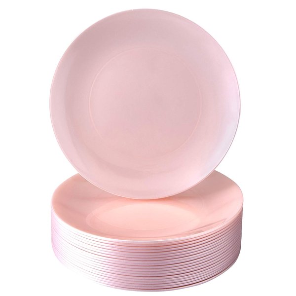 Silver Spoons DISPOSABLE PLASTIC DESSERT PLATES | Opulence Blush | 10 pc - 7.5”