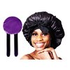 BONNET QUEEN Reversible Silk Bonnet for Sleeping Double Layer Satin Bonnet Hair Bonnet Adjustable Tie Bonnets Satin Lined Bonnet Night Sleeping Hair Wrap for Women Black Purple