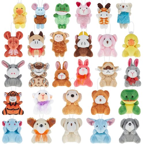 100 Pcs Mini Plush Animals Toys Set Cute Small Stuffed Animal Keychain Assortment for Boys Girls Christmas Carnival Prizes Claw Machine Party Favors Classroom Rewards Goodie Bag Fillers, 28 Styles