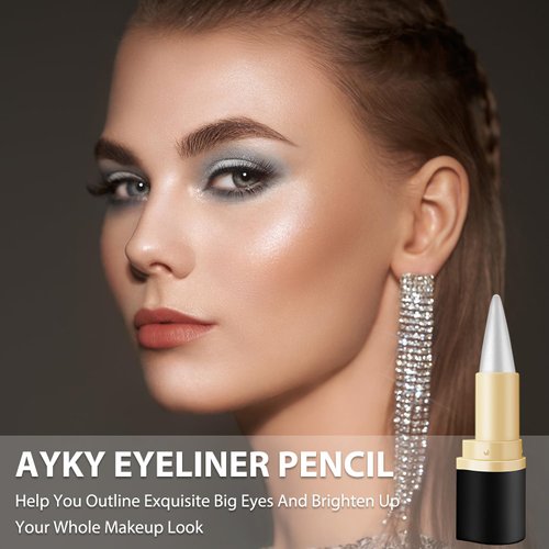 Rliolouo Ayky Long Wear Gel Eyeliner, Ayky Natural Black Eyeliner Cream, Long Lasting Gel Eyeliner Smudge Proof & Waterproof Eyeshadow, Glitter Eyeliner Pencil (2pcs)