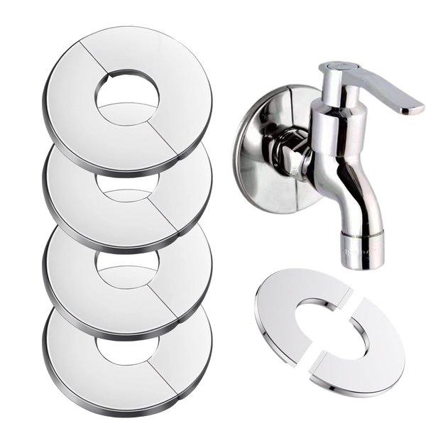 Wall Split Flange Faucet Escutcheons Stainless Steel Round Escutcheon Plate 1 Inch, Split Flange Plumbing Cover Plates (Silver-26mm, 4 pieces)