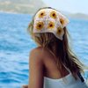 Urieo 2 Pcs Floral Crochet Headband Knitted Hair Bandana Party Daily Tie Back Hair Scarf Floral Bandana Headband for Women Girls (Yellow+Blue)