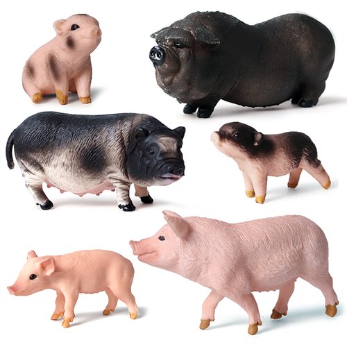Farm Animal Model Figurine Playsets 6 PCS Pig Family Action Figures Toys for Kids