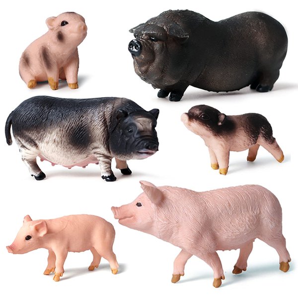 Farm Animal Model Figurine Playsets 6 PCS Pig Family Action Figures Toys for Kids