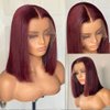 99j Burgundy Lace Front Wigs Human Hair Bob 13x4x1 Lace Front Wigs Human Hair Bob Wig Human Hair Pre PluckedRed Wine Short Straight Bob Wigs Dark Burgundy Bob Wig for Women 10inch