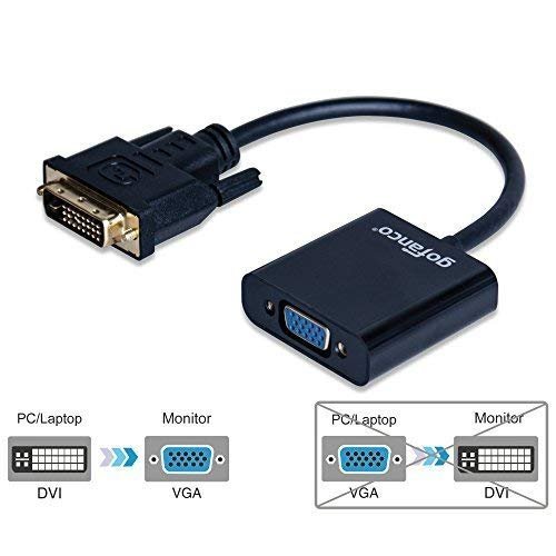 gofanco Active DVI-D to VGA Adapter Converter - Male to Female M/F Video Adapter Cable for DVI-D 24+1 for DVI Device, Laptop, PC to VGA Displays, Monitors, Projectors (DVIDVGA2)