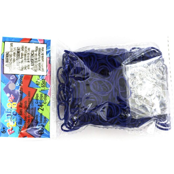 Rainbow Loom Refill Twistz Bandz Rubber Band + C-clips - Navy Blue