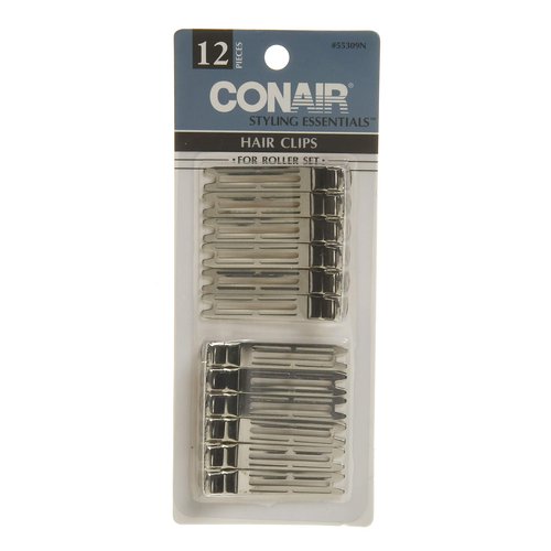 Conair 55309Z Chrome Plated Hair Clips 12 Count