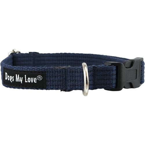 Cotton Web Adjustable Dog Collar 4 Sizes Blue (Small: Neck 11.5"-15.5"; Width 1/2")