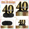 10PCS Black Gold 40th birthday decorations for Men and Women，40th birthday centerpieces for tables ，Happy 40th Birthday Centerpieces Tables Toppers，40th Birthday Table Sign Decor