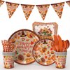Thanksgiving Party Decorations，Happy Thanksgiving Plates and Cups Napkins,Thanksgiving Party Decorations supplies, Happy Thanksgiving Banner Decorations party supplies (happy thanksgiving Plates Cups)