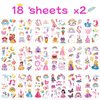 Unicorn Princess Temporary Tattoo for Kids, 270+ Pcs Rainbow Crown Fake Tattoos for Girls’ Party Supplies Kids' Birthday Favor, 36 Sheets Waterproof Tattoo Stickers for 5 6 7 8 9 Years Old Girls