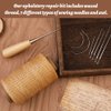 BAGERLA 273 Yards Leather Waxed Thread Sewing Kit Including Natural Sewing Thread Needle Awl Thimble, Leather Sewing Upholstery Repair Kit for Leather Carpet Sofa Seat Shoe Sewing and Repair