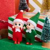 JOYIN 2PCS Christmas Elf Plush Doll, Red and Green Tiny Elf Doll with Clothes and Belt Pattern Soft Plush Christmas Accessories for Christmas Holiday Decorations, Christmas Dress-Up Party.