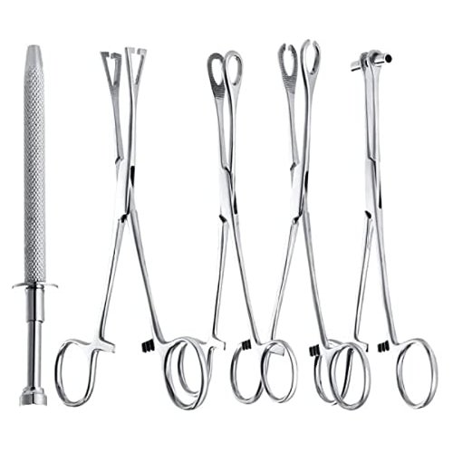 5 pcs Professional Surgical Steel Belly Ear Tongue Septum Lip Piercing Forceps Tweezer Clamp Plier Closer, Opener Needle Clamp