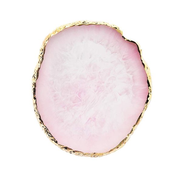 JASSINS Resin Nail Art Palette,Nail Art Painting Mixed Color Palette Gold Edge Nail Gel Color Makeup Display Board (Pink)