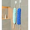 Long Stretch Back Sponge with Rope Handles Back Scrubber Bath Shower Mesh Sponge Exfoliating Body Scrub Stretch Braided Loofah for Men and Women(2-Pack,Blue Green)