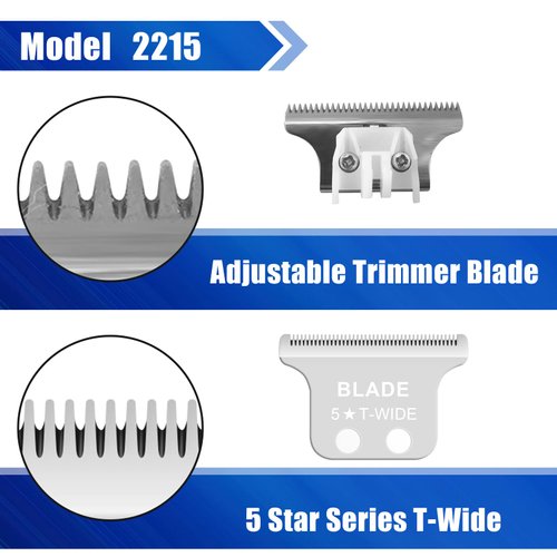 Audoc #2215 T Wide Adjustable Trimmer Blades for Whal 5 Star Series Detailer (8081) and Cordless Detailer LI (8171) Hair Clippers Blades-Model 2215