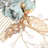 NUOBESTY 4Pcs Wedding Hair Clip Comb Handmade Bridal Hair Clip Pearl Floral Leaf Hair Accessories for Women Wedding ( Green )
