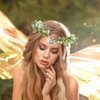 SuPoo Renaissance Fairy Flower Crown Flower Headbands for Women Handmade Elf Crown Rhinestone Forest Elf Tiara Cosplay Boho Flower Girl Headpiece Fairy Accessories for Halloween Maternity Wedding
