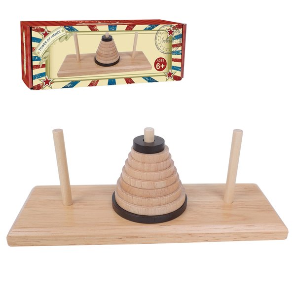 Gothink Wooden Nine-Storey Tower of Hanoi Logic Puzzle Brain Teaser Intellectual Toy for Kids and Adults