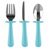 Grabease Toddler Silverware Set Forks Spoons and Knives Set Toddler Utensils Feeding Supplies - Phthalates-Free, Dishwasher Safe, Teal - Self Feeding Utensil