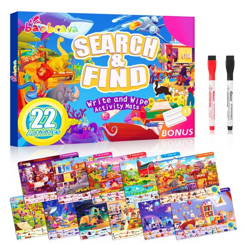 Preschool Learning Activities Books for Kids, Search and Find Books for Ages 3-8 Years Old, Travel Toys for Toddlers, Road Trip Activities, Birthday Gifts for Boys Girls
