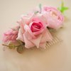 Fangsen Wedding Bridal Pink Flower Hair Comb Clips Wedding Floral Headpiece Hair Accessories