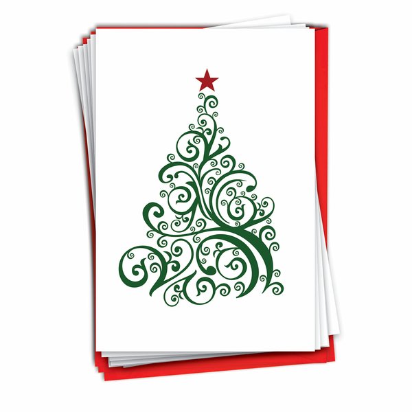 The Best Card Company - 12 Beautiful Merry Christmas Cards (1 Design, 12 Cards) - Bulk Boxed Xmas Stationery Set with Envelopes - Just Fir You B6019DXSG