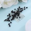 Teyglen Black Teardrop Hair Comb Bridal Rhinestone Hair Piece Vinatge Black Crystal Headpiece Black Hair Side Comb Wedding Hair Accessories for Women Girls Prom Party Festival