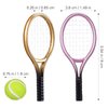 Kisangel 2 Sets Mini Tennis Racket and Ball Set 1:12 Miniature Tennis Kit Dollhouse Tennis Toy Mini Tennis Cake Topper for Sports Equipment